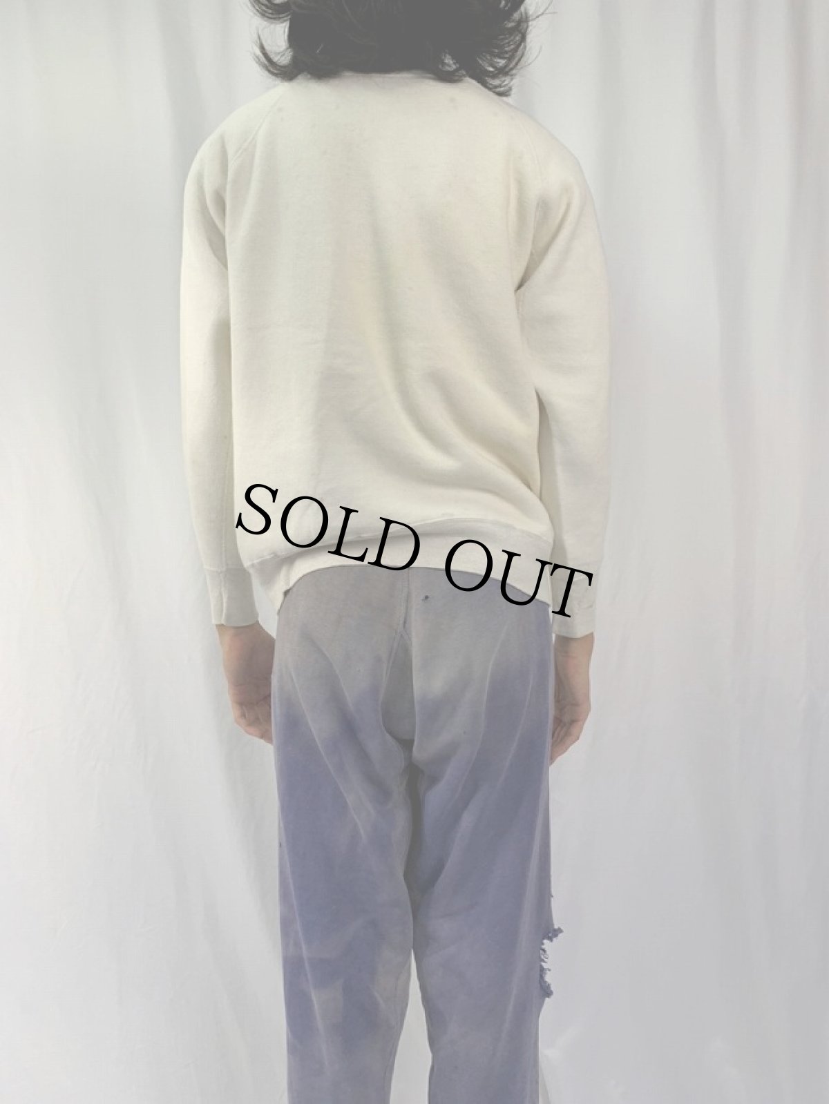 画像4: 60's 脇下三角ガゼット 無地 ラグランスウェット (4)