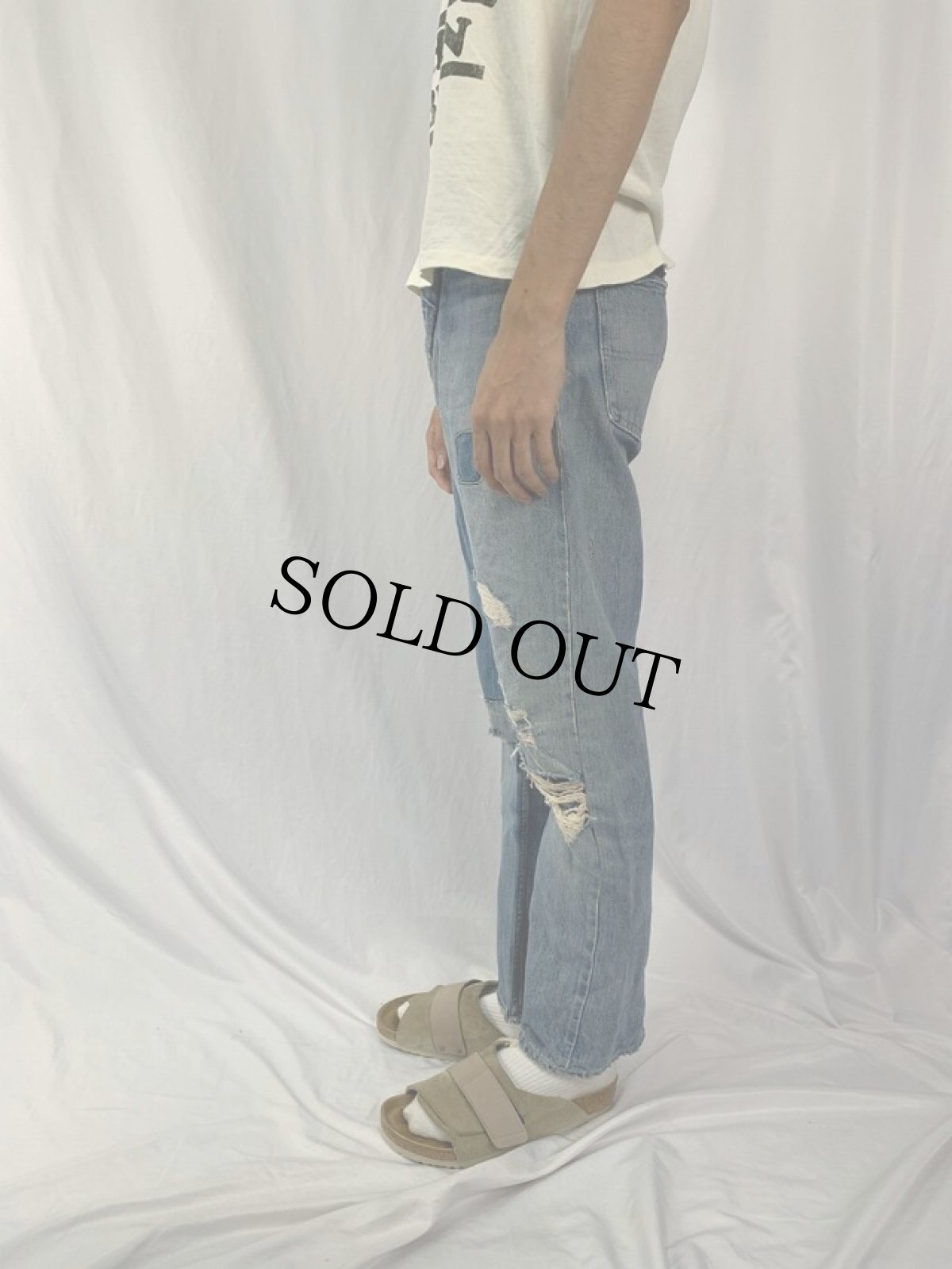 画像3: 60's JCPenney FOREMOST パッチワークデニムパンツ W31 (3)