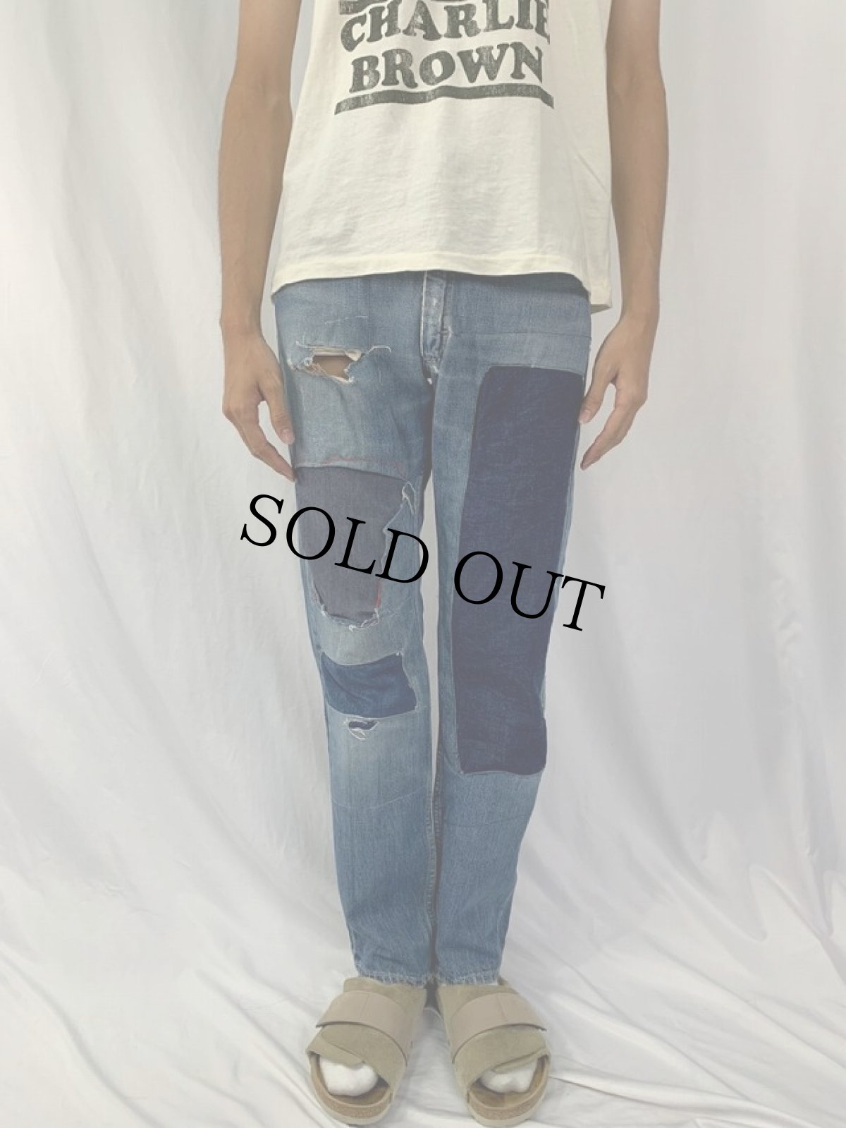 画像6: 【SALE】 60's JCPenney FOREMOST パッチワークデニムパンツ W30 (6)