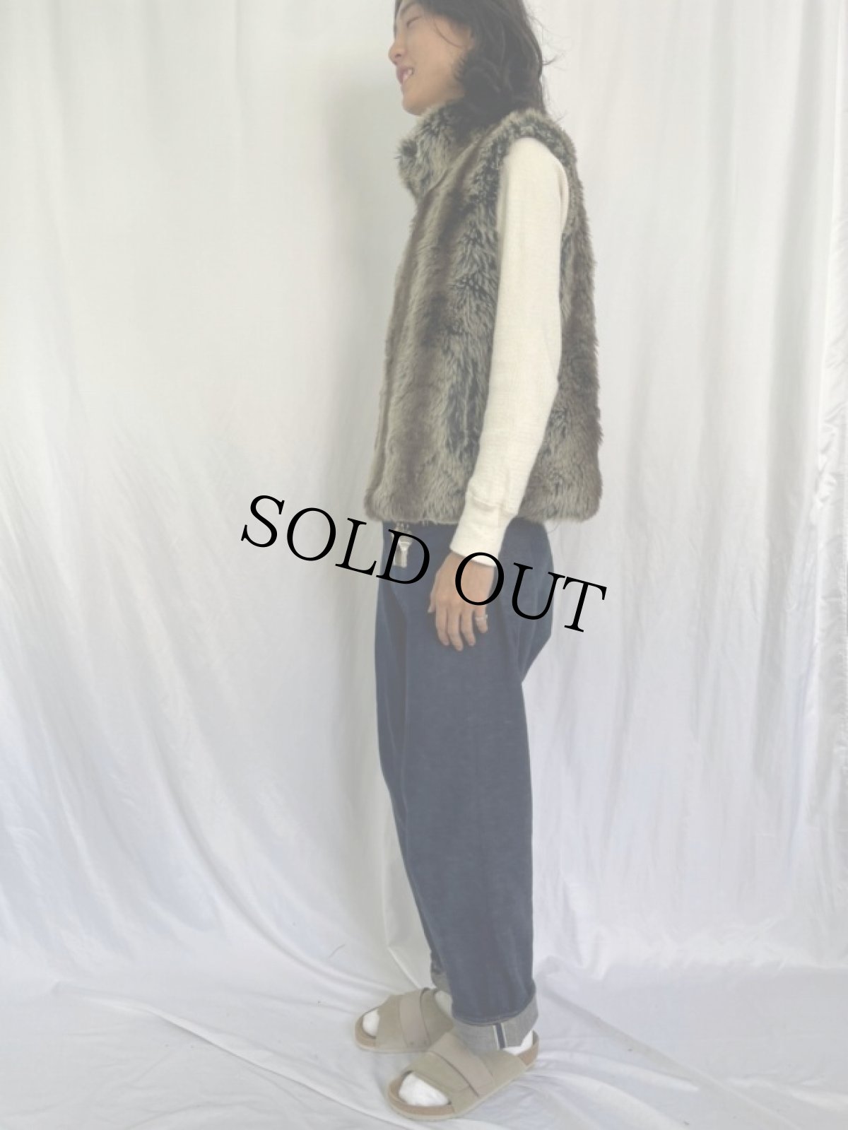 画像4: 90〜00's BLASSPORT フェイクファー リバーシブルベスト L (4)