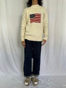 画像2: POLO Ralph Lauren 星条旗柄 コットンニットセーター L (2)