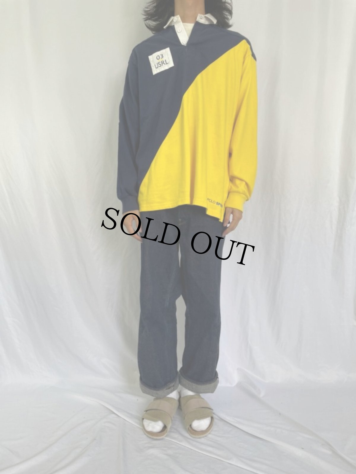 画像2: 90's POLO SPORT Ralph Lauren 切り替えデザイン ラガーシャツ L (2)