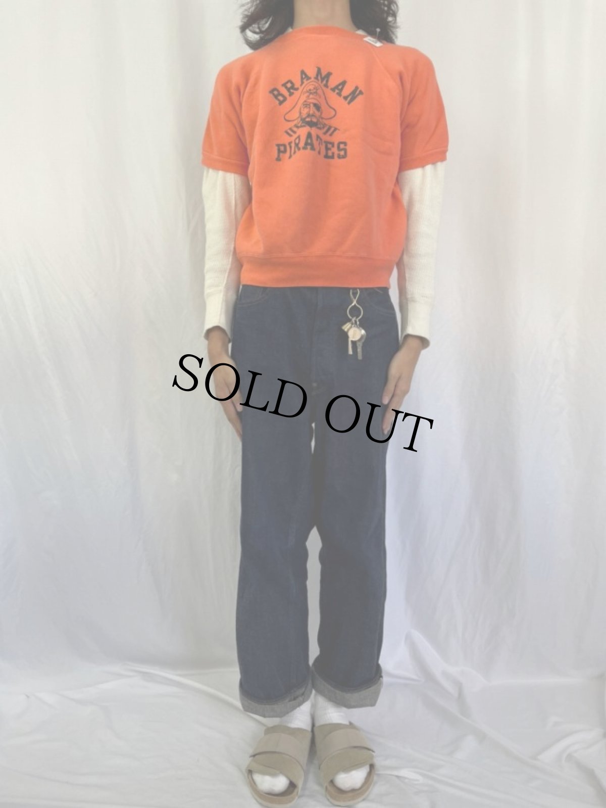 画像2: 60's BRAMAN PIRATES フロッキープリント 半袖スウェット (2)