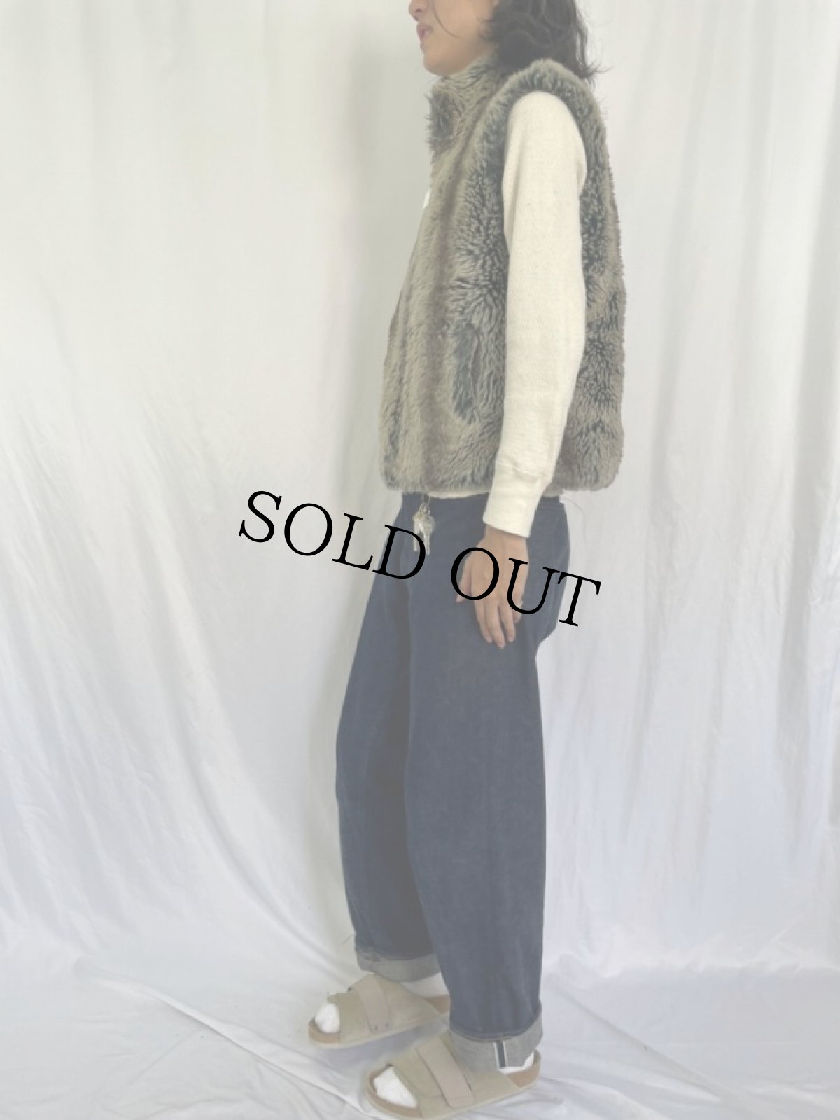 画像4: 90〜00's BLASSPORT フェイクファー リバーシブルベスト M (4)