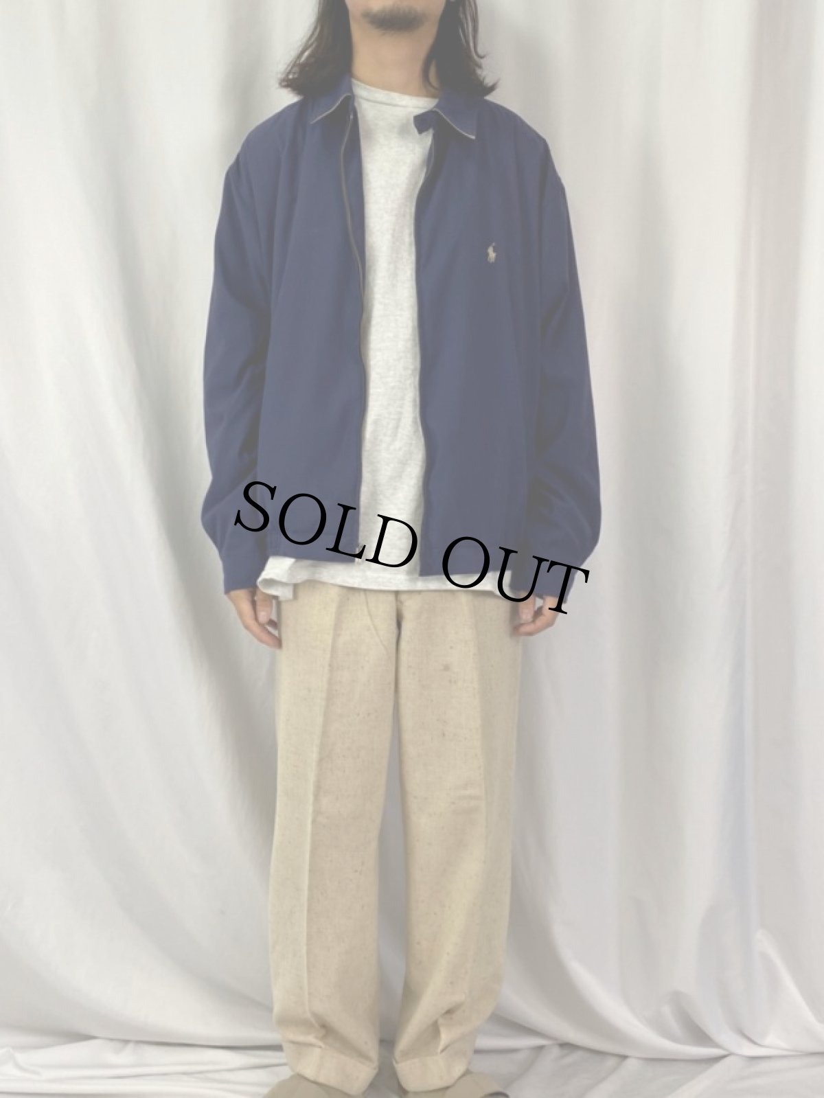 画像2: POLO Ralph Lauren ロゴ刺繍 スウィングトップ XL NAVY (2)