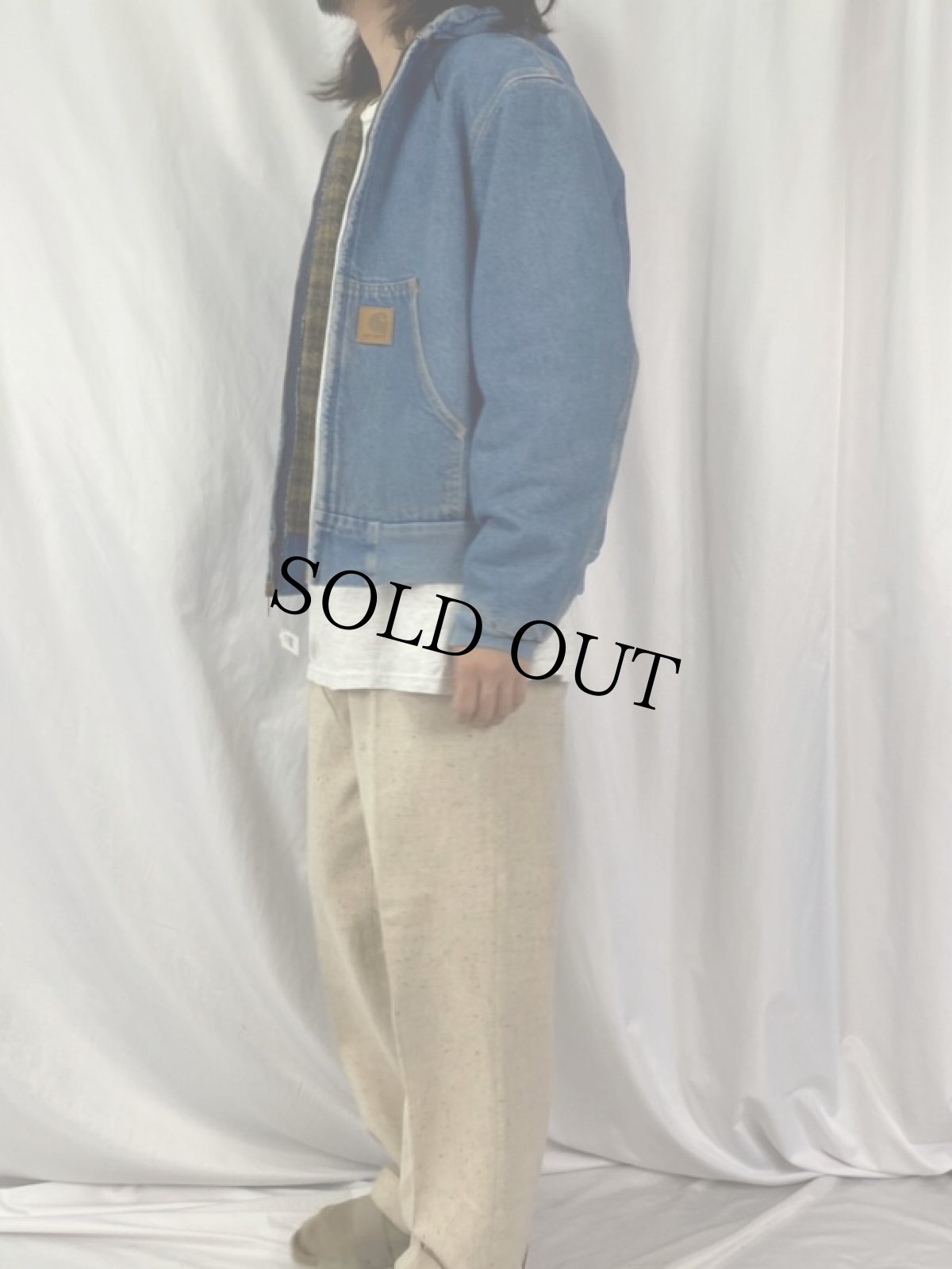 画像3: Carhartt ブランケット付き デニムアクティブパーカー M (3)