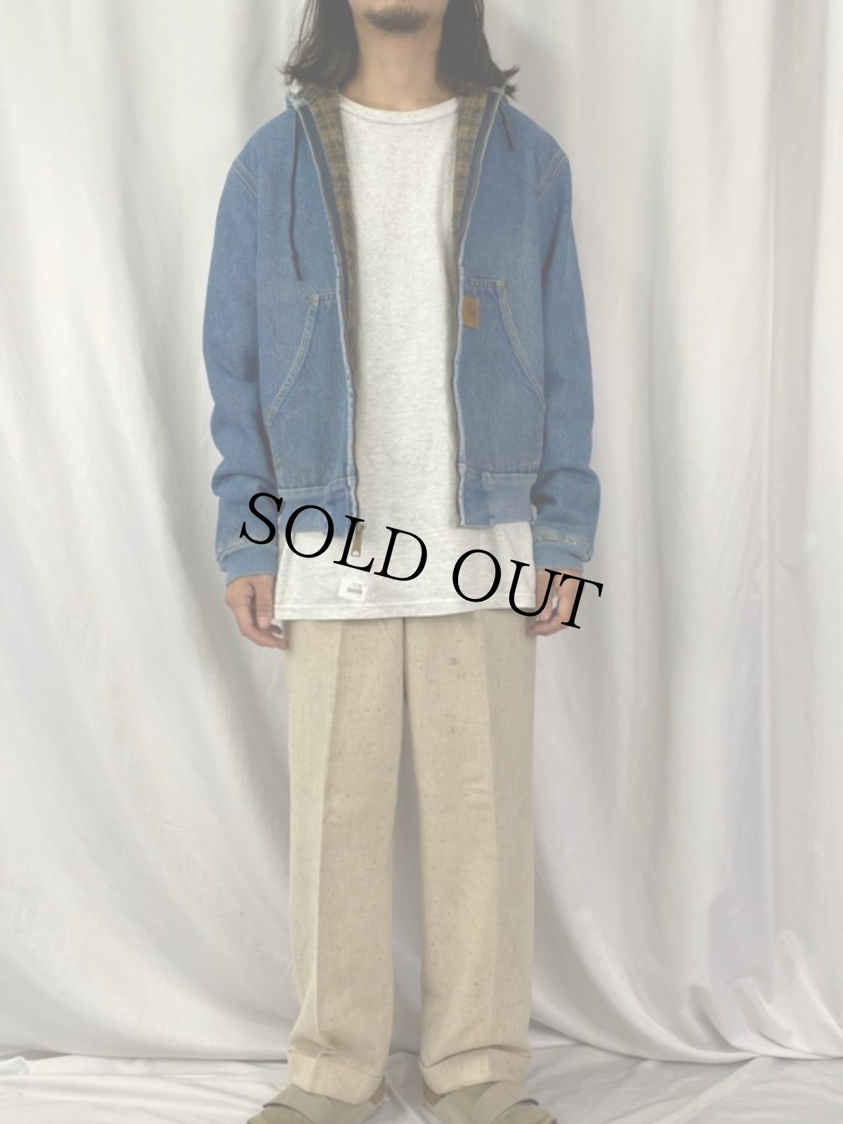 画像2: Carhartt ブランケット付き デニムアクティブパーカー M (2)