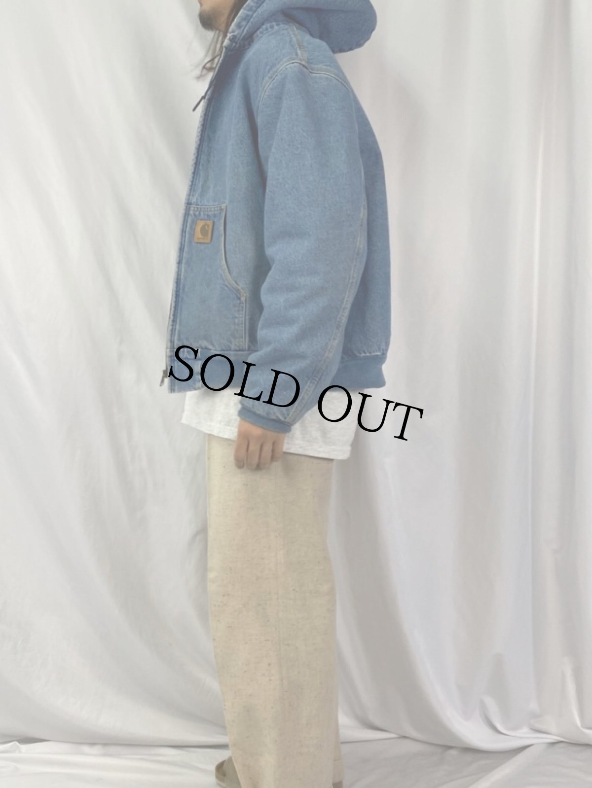 画像3: 80〜90's Carhartt USA製 ブランケット付き デニムアクティブパーカー L (3)