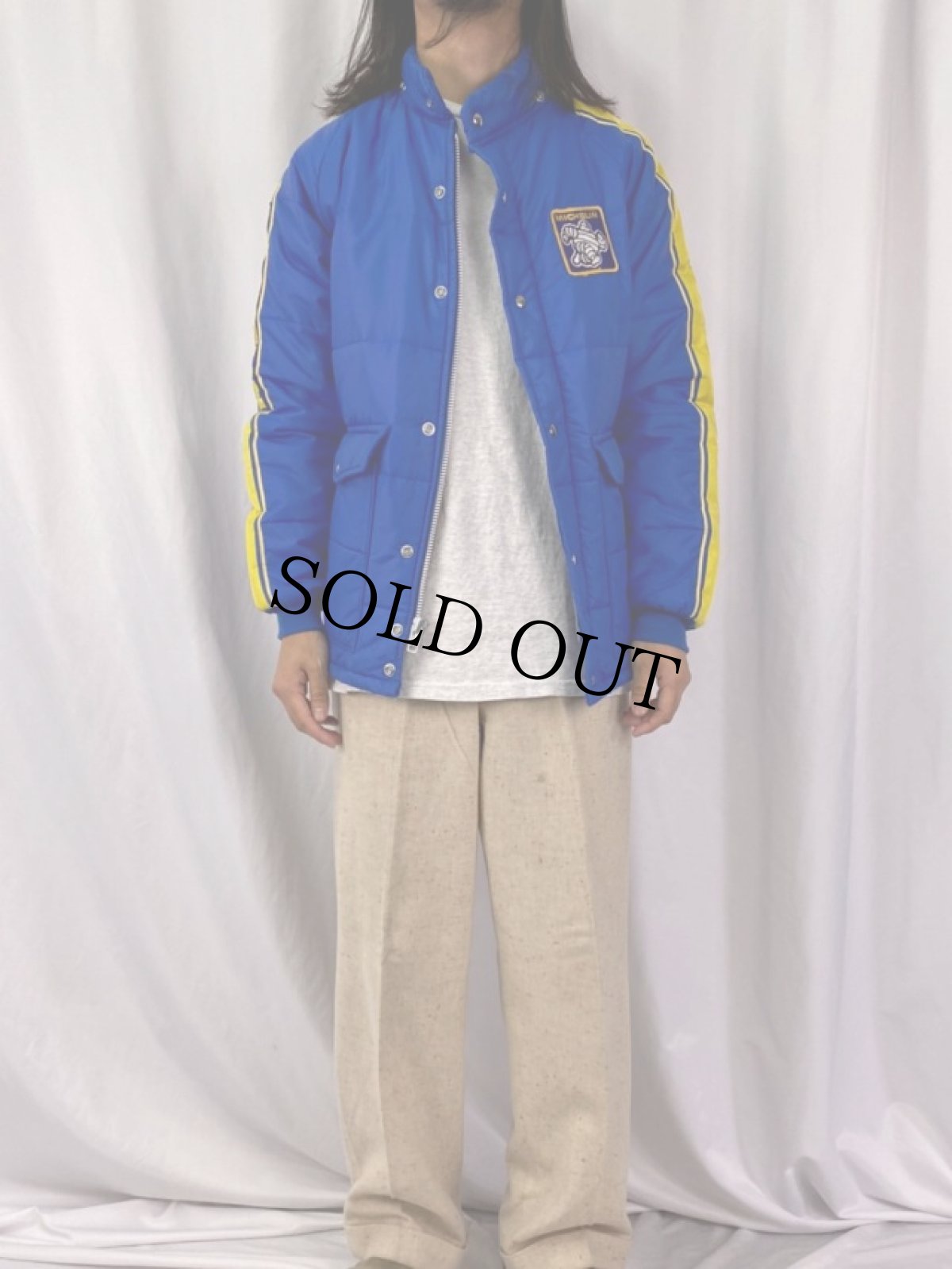 画像2: 70's Swingster "MICHELIN" パッチ付き 中綿入り レーシングジャケット M (2)