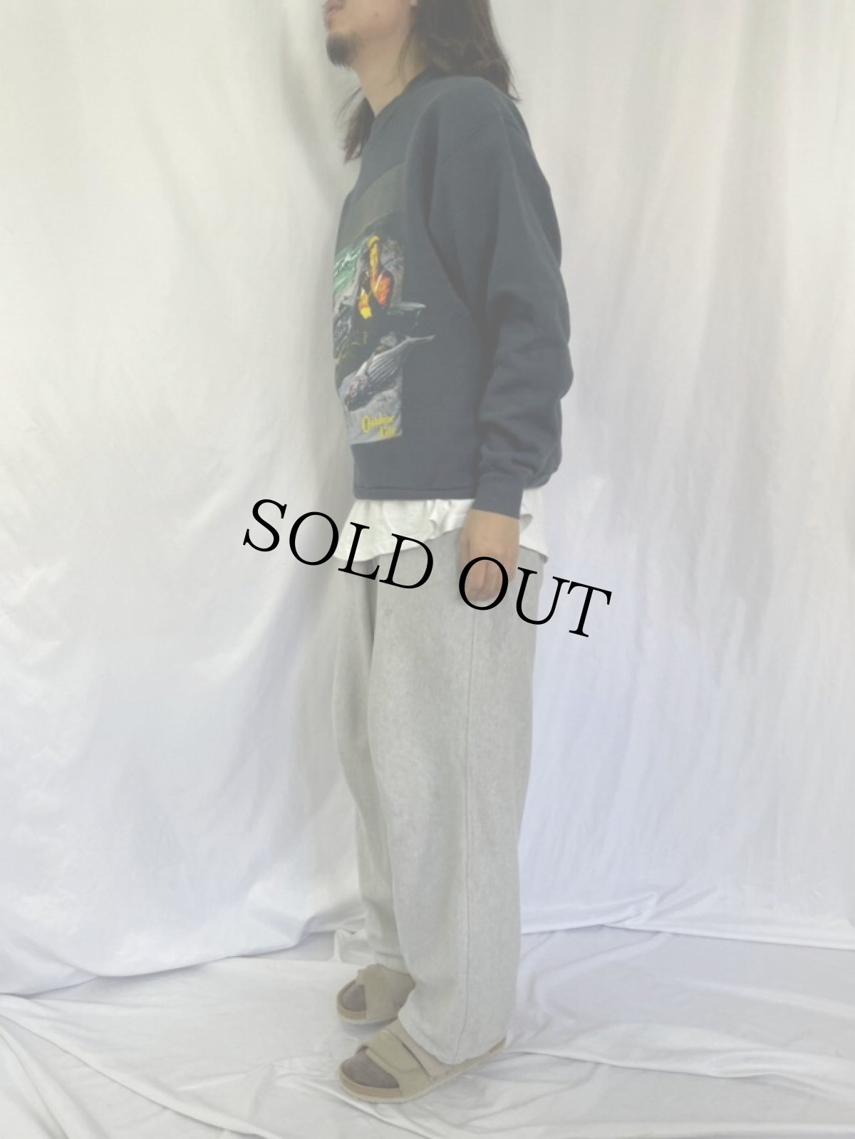 画像3: 90's "Outdoor Life" USA製 イラストスウェット XL (3)