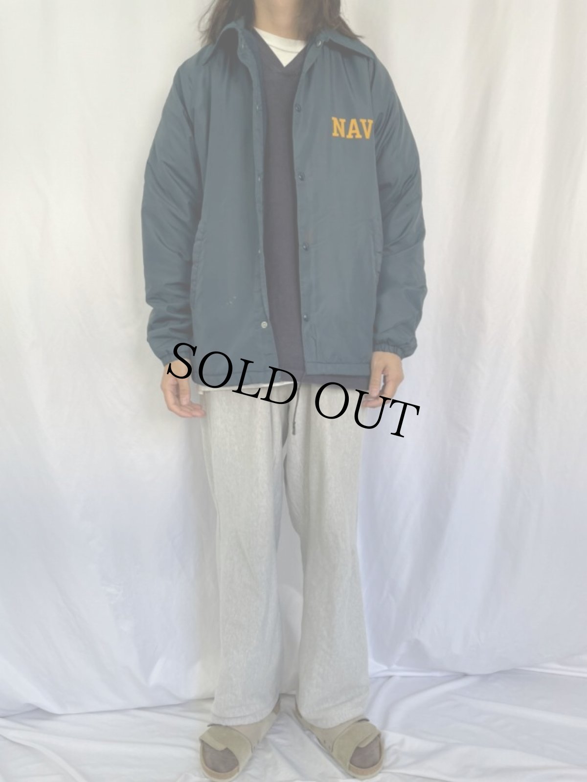 画像2: 70's ARTEX "NAVY" 裏ボア コーチジャケット L (2)