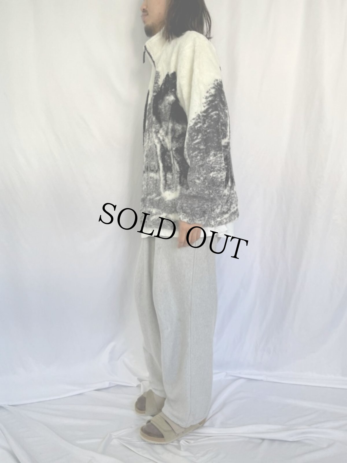 画像3: CRUISE WEAR&Co. オオカミ柄 フリースジャケット XL (3)