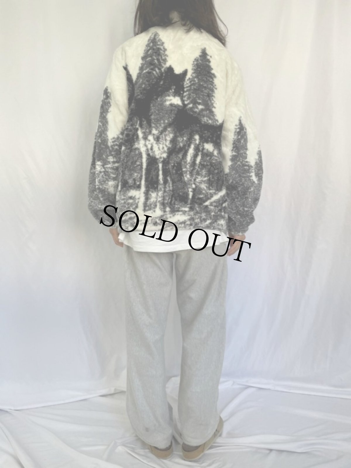 画像4: CRUISE WEAR&Co. オオカミ柄 フリースジャケット XL (4)