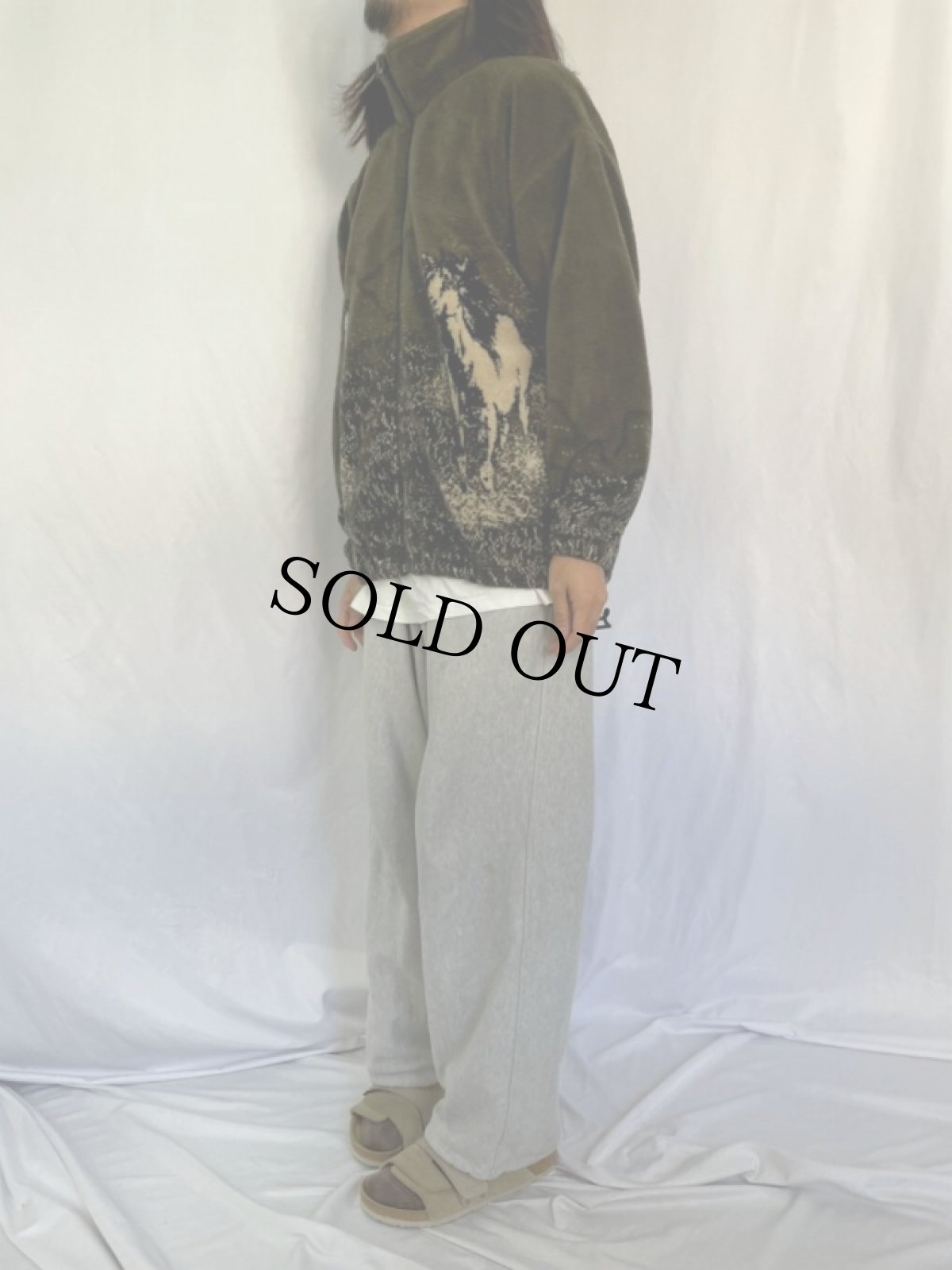 画像3: 90's BEAR RIDGE USA製 馬柄 フリースジャケット XL (3)