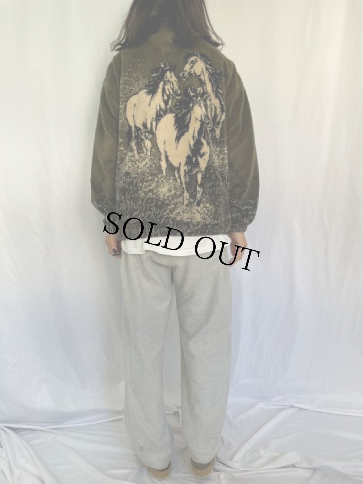 画像4: 90's BEAR RIDGE USA製 馬柄 フリースジャケット XL (4)