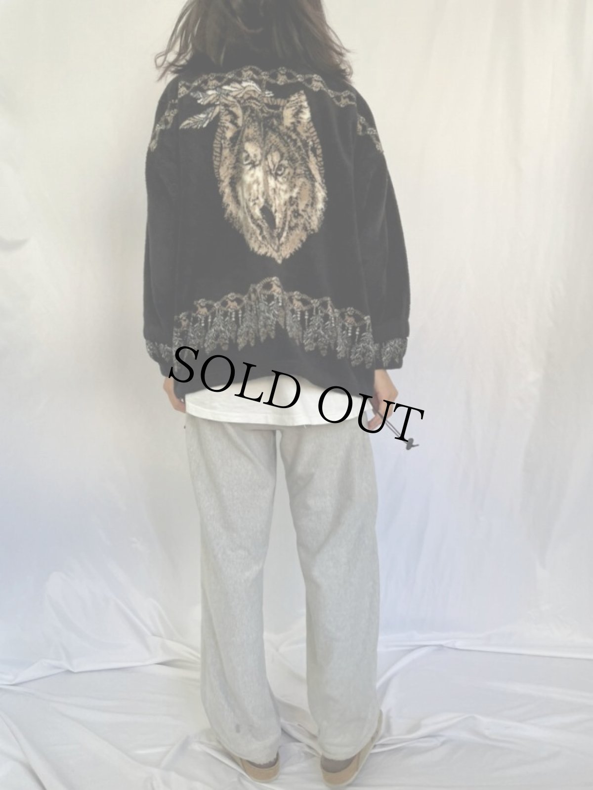 画像4: 90's BEAR RIDGE USA製 オオカミ柄 フリースジャケット XL (4)