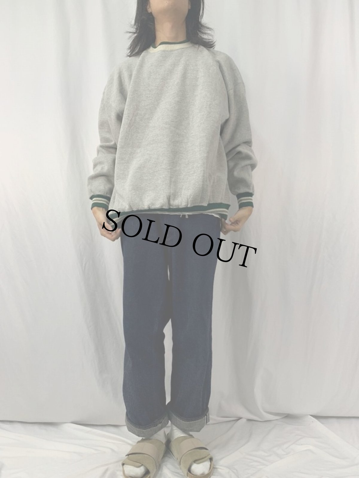 画像2: TULTEX ボーダーリブ モックネックスウェット L (2)