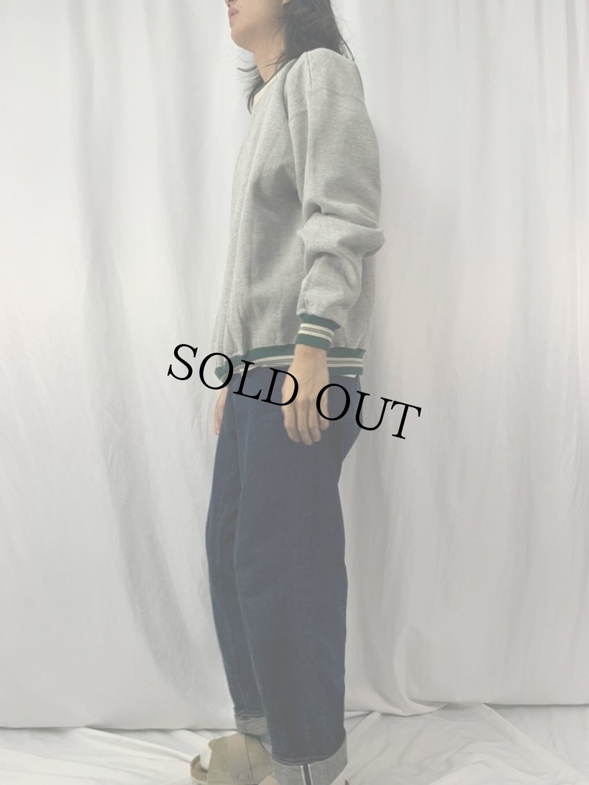 画像3: TULTEX ボーダーリブ モックネックスウェット L (3)