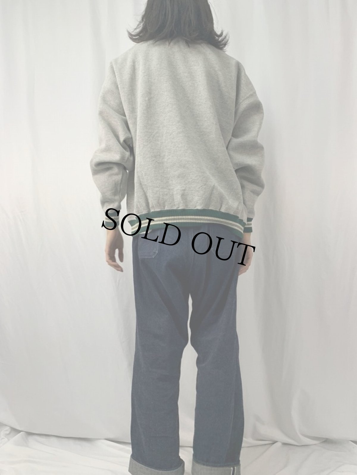 画像4: TULTEX ボーダーリブ モックネックスウェット L (4)