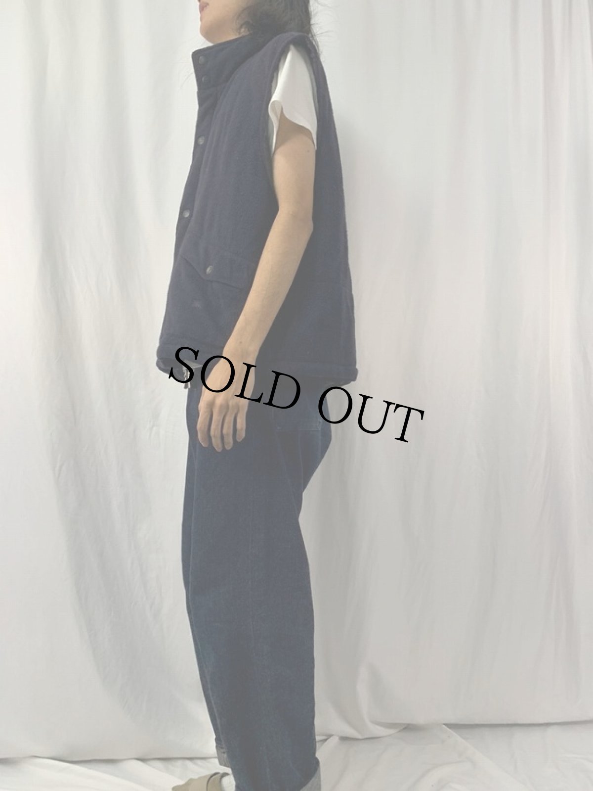 画像3: 80's Burberrys' 中綿入り フリースベスト NAVY (3)