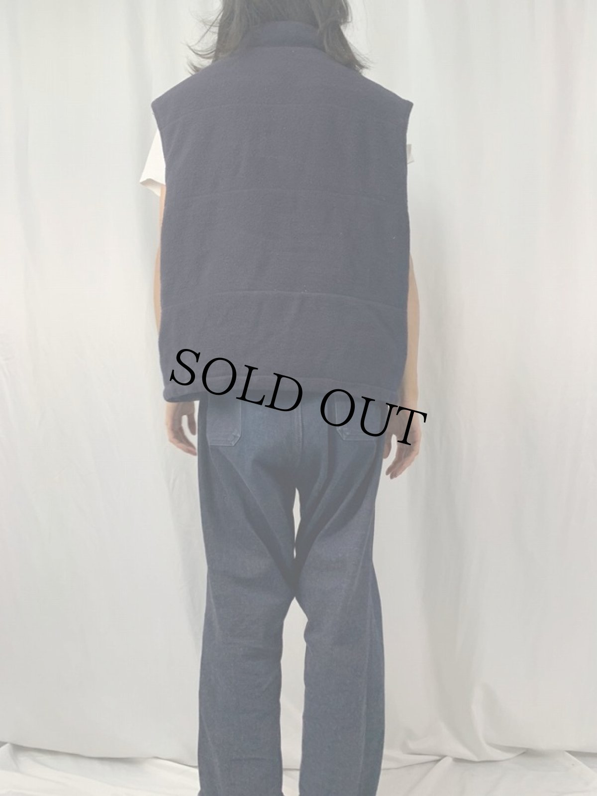 画像4: 80's Burberrys' 中綿入り フリースベスト NAVY (4)