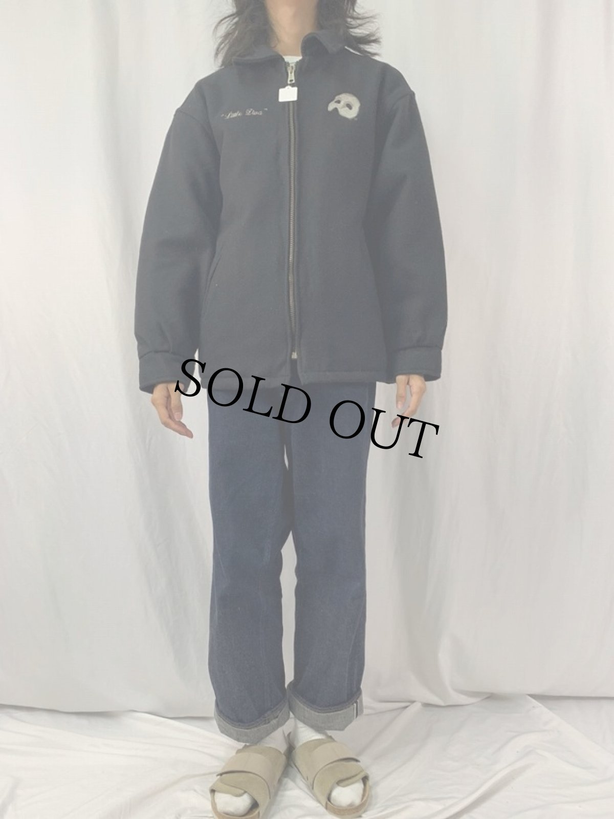 画像3: 90's〜 The PHANTOM of the OPERA ミュージカル 刺繍ウールジップジャケット XL BLACK (3)