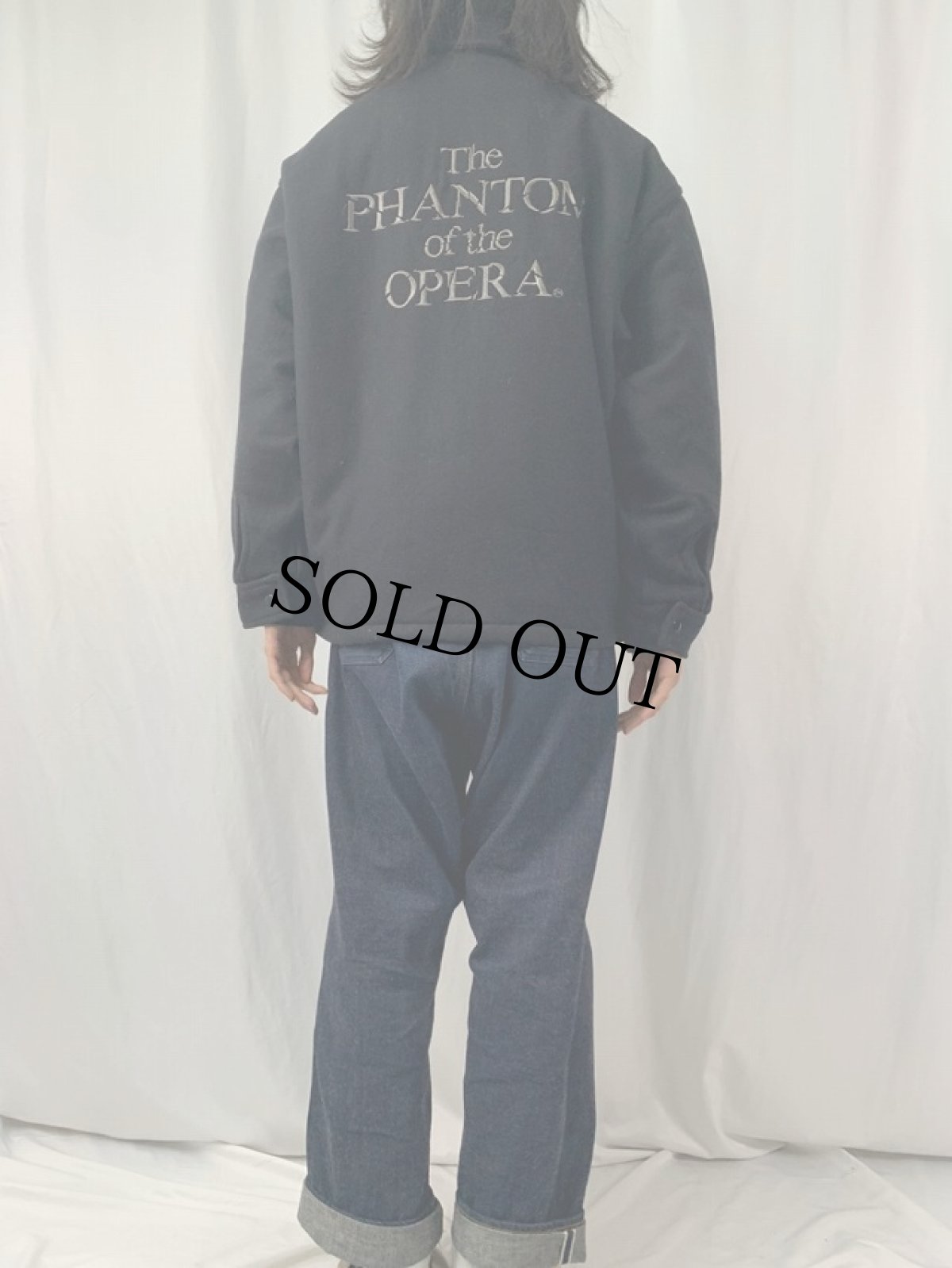 画像5: 90's〜 The PHANTOM of the OPERA ミュージカル 刺繍ウールジップジャケット XL BLACK (5)