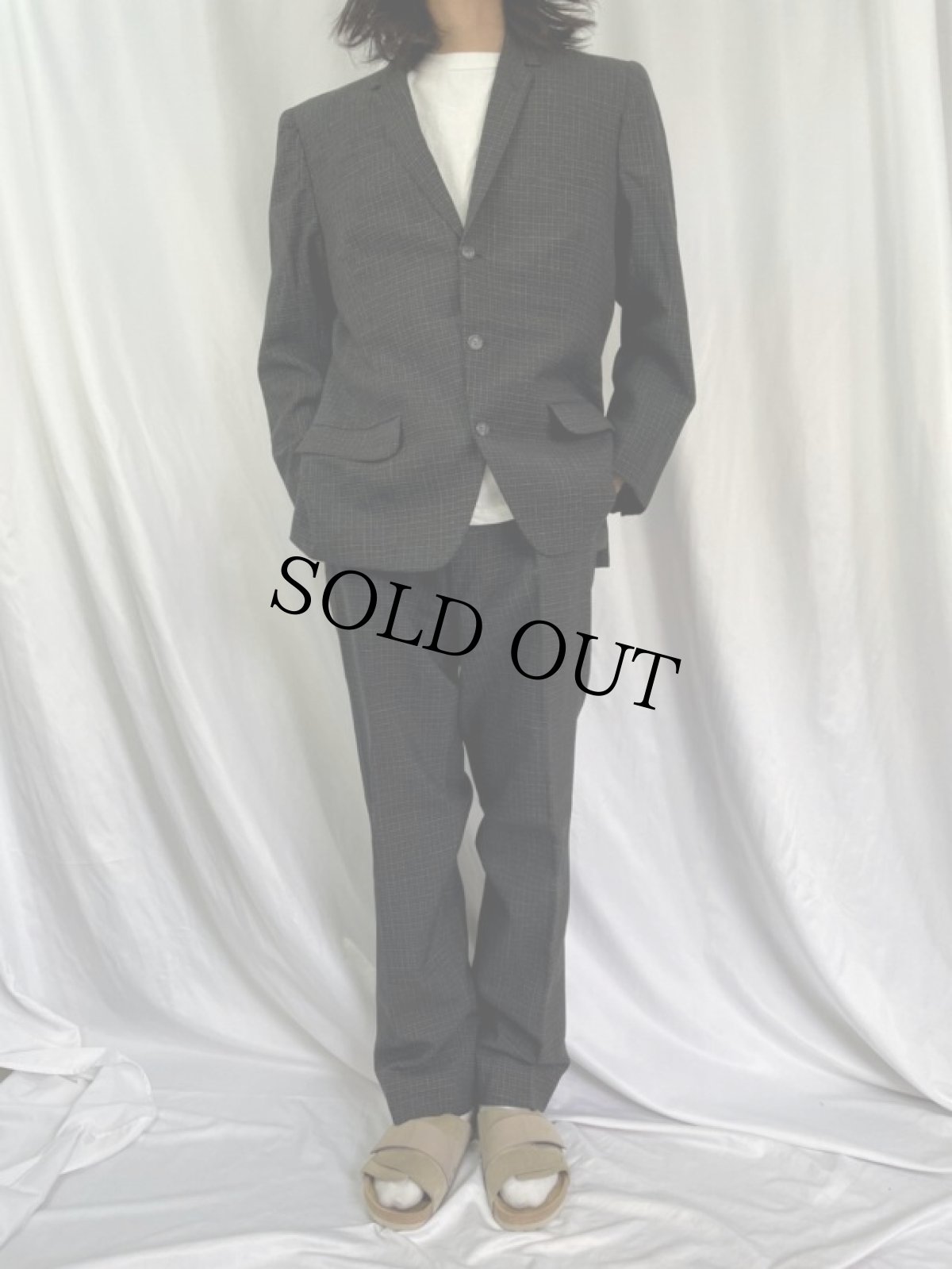 画像4: 60's チェック柄 ウールテーラードジャケット & スラックス SETUP (4)