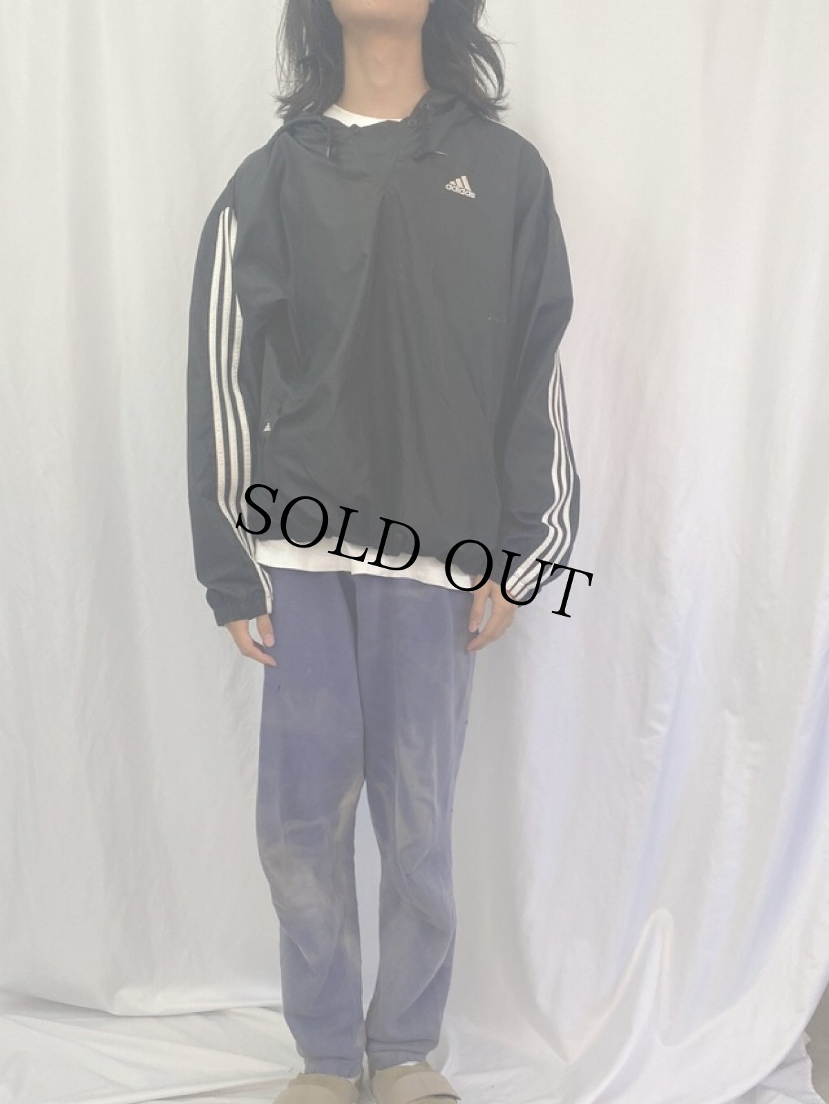 画像2: adidas ロゴ刺繍 ナイロンパーカー XL (2)