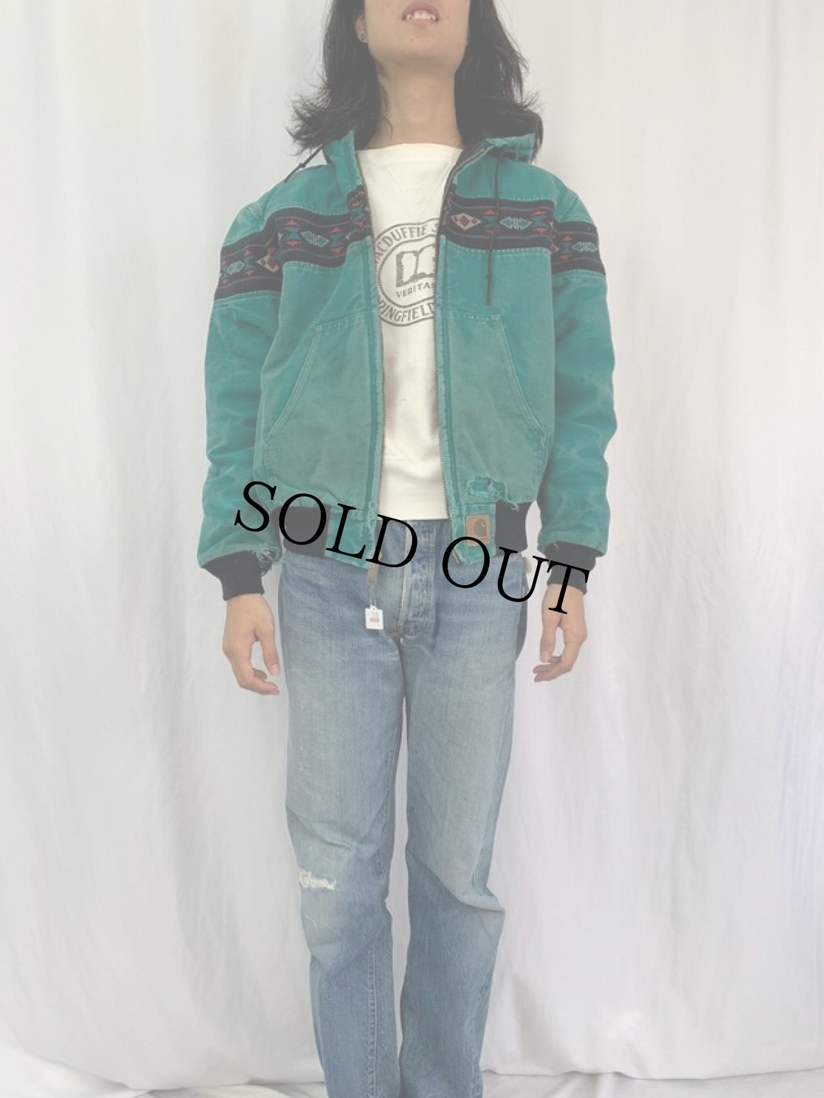 画像2: Carhartt ネイティブ柄 ダックアクティブパーカー LARGE REGULAR (2)