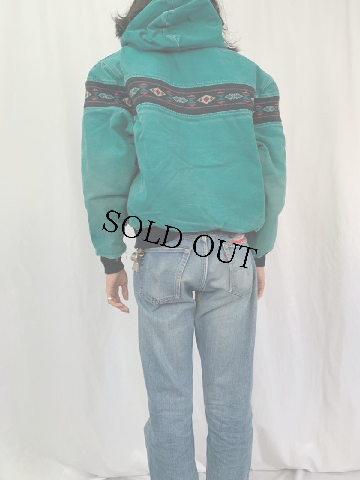 画像4: Carhartt ネイティブ柄 ダックアクティブパーカー LARGE REGULAR (4)