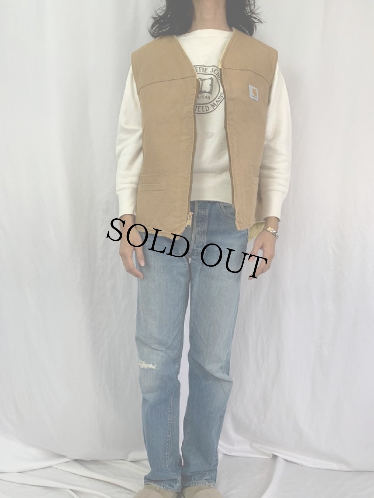 画像2: 80〜90's Carhartt ボアライナー ダックベスト XL (2)