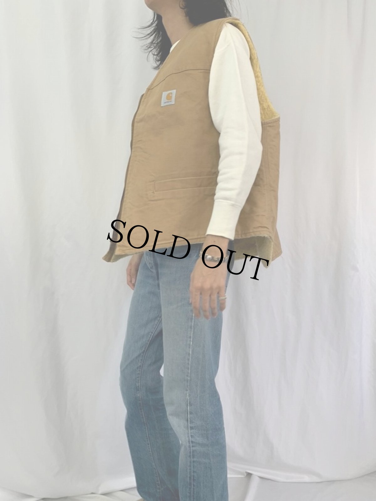 画像3: 80〜90's Carhartt ボアライナー ダックベスト XL (3)