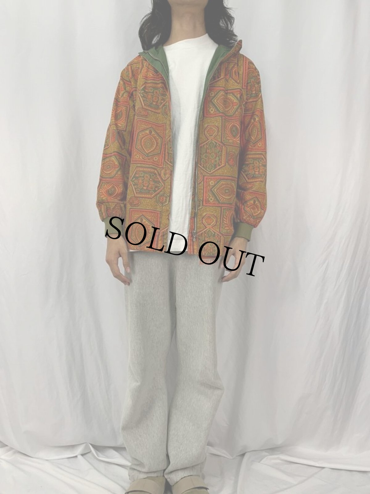 画像2: 60's Abercrombie & Fitch SWISS製 総柄 コットンジップパーカー (2)