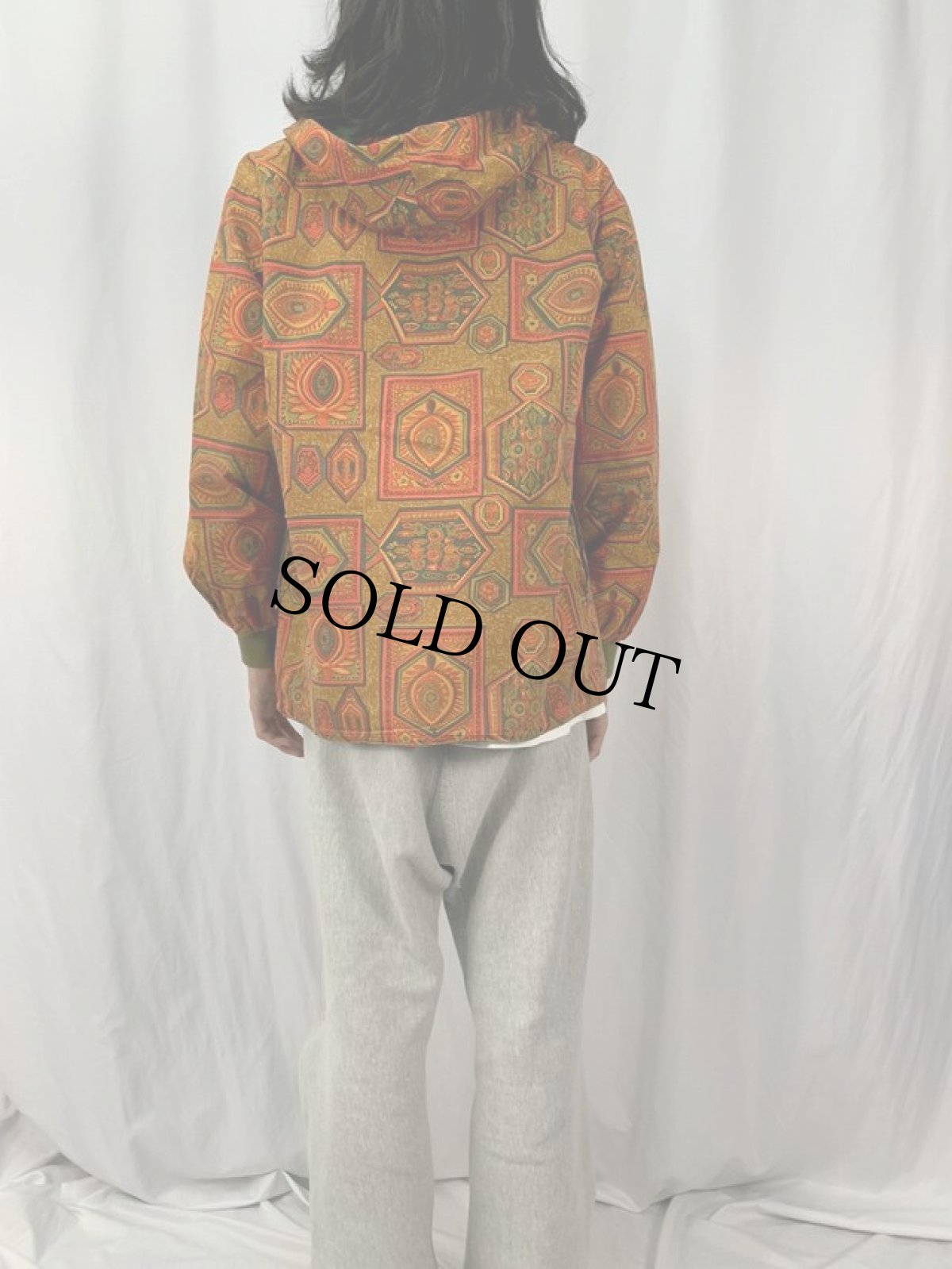 画像4: 60's Abercrombie & Fitch SWISS製 総柄 コットンジップパーカー (4)