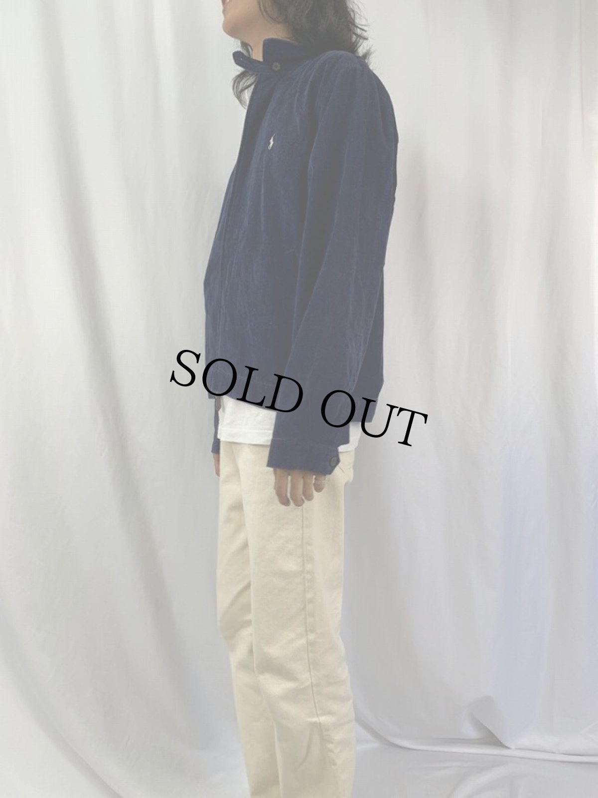 画像3: POLO GOLF RALPH LAUREN ロゴ刺繍 コーデュロイスウィングトップ L NAVY (3)