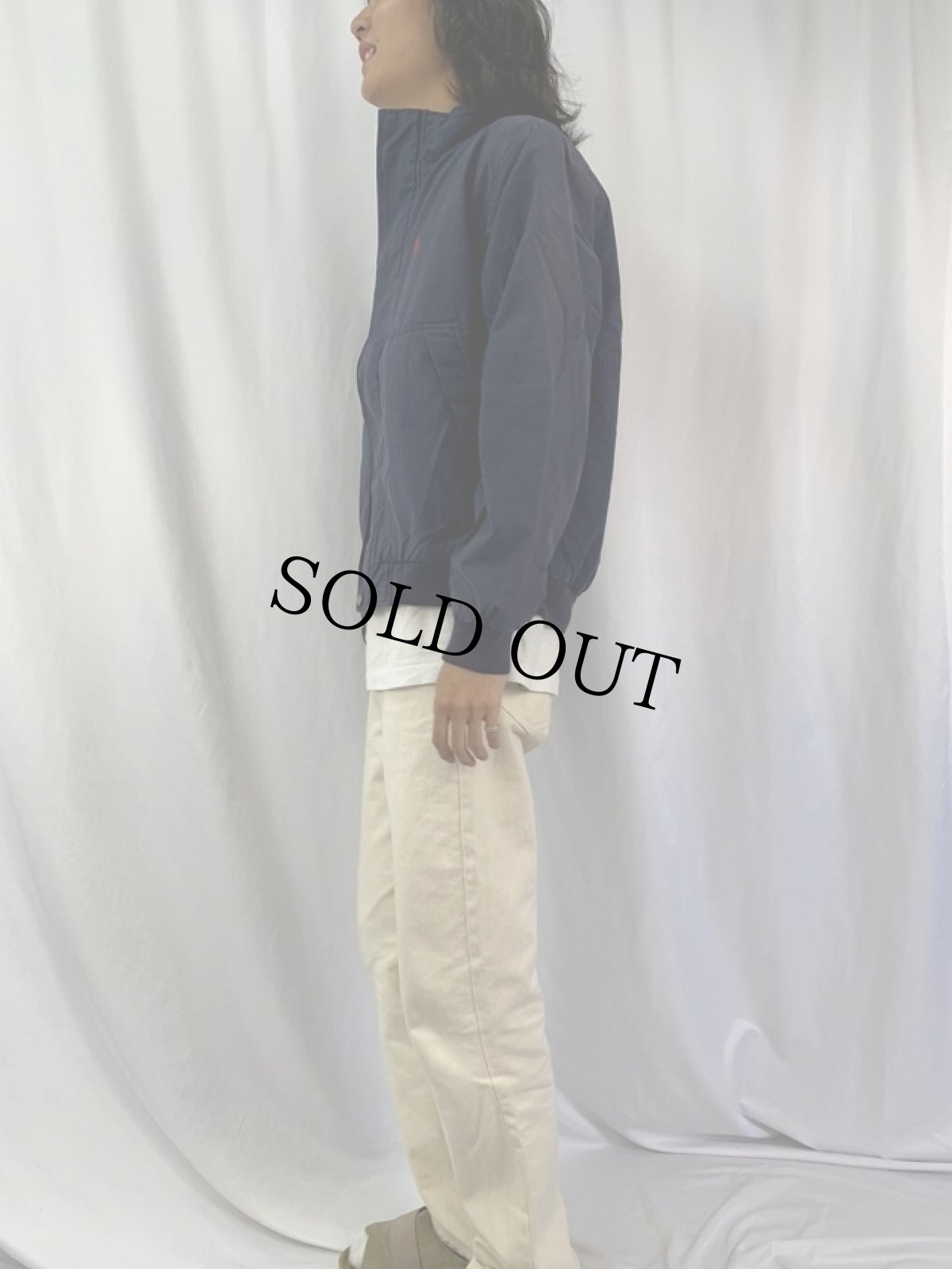 画像3: POLO Ralph Lauren ロゴ刺繍 コットン×ナイロン 中綿入り ジップジャケット M (3)