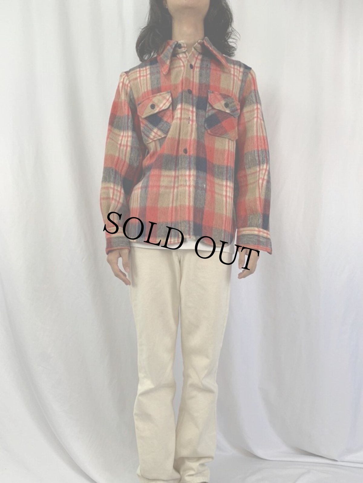 画像2: 70's MONTGOMERY WARD チェック柄 CPOシャツジャケット M (2)