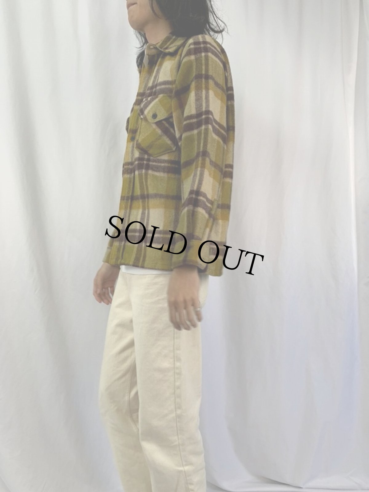 画像3: 80's BUD チェック柄 CPOシャツジャケット S (3)