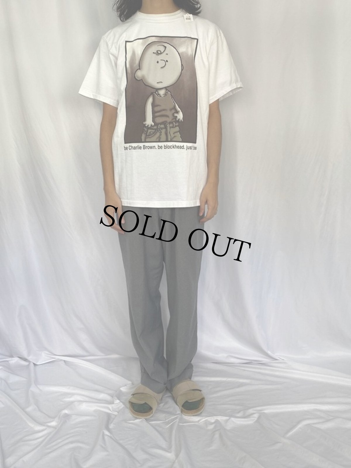 画像2: 90's PEANUTS "Charlie Brown" USA製 パロディTシャツ L (2)