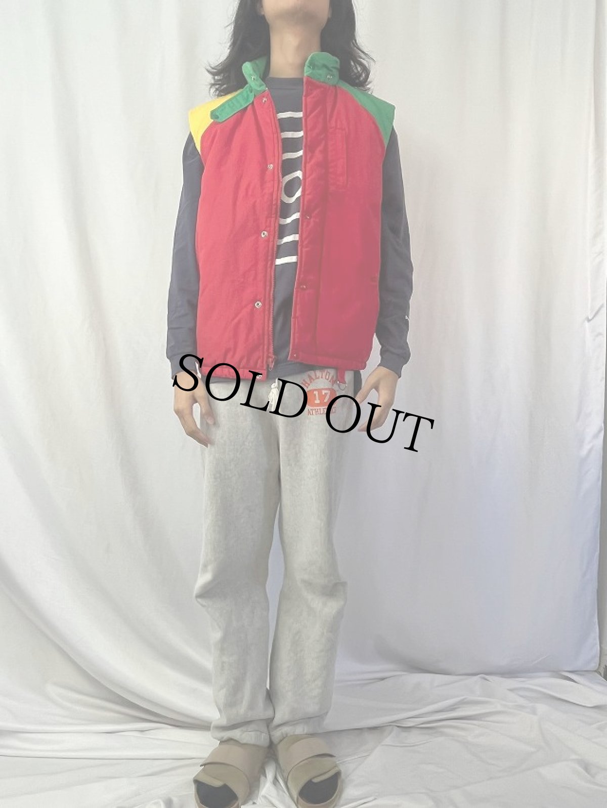 画像2: 80's〜 Pierre Bonee マルチカラー ダウンベスト M (2)