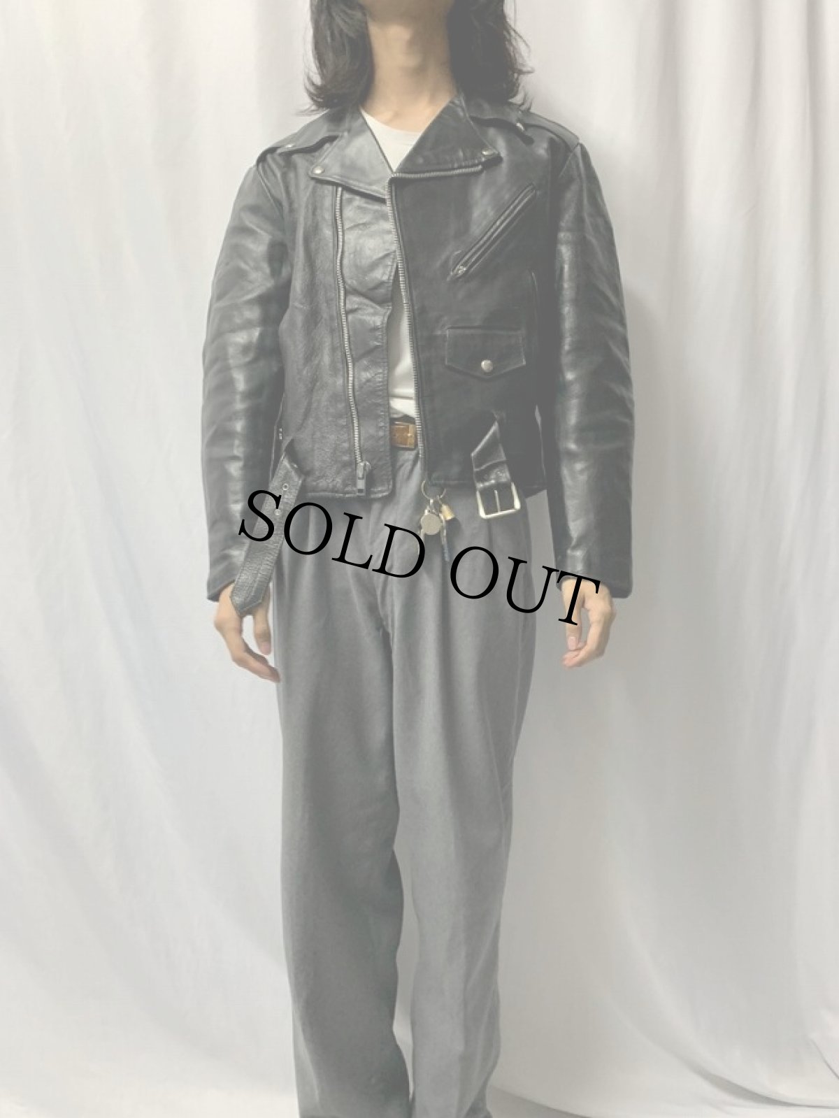 画像2: 70's Excelled USA製 ダブルライダースジャケット SIZE40 (2)