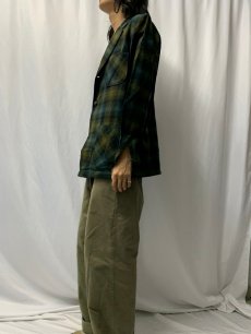 画像3: 70's PENDLETON チェック柄 オープンカラーウールシャツ M (3)