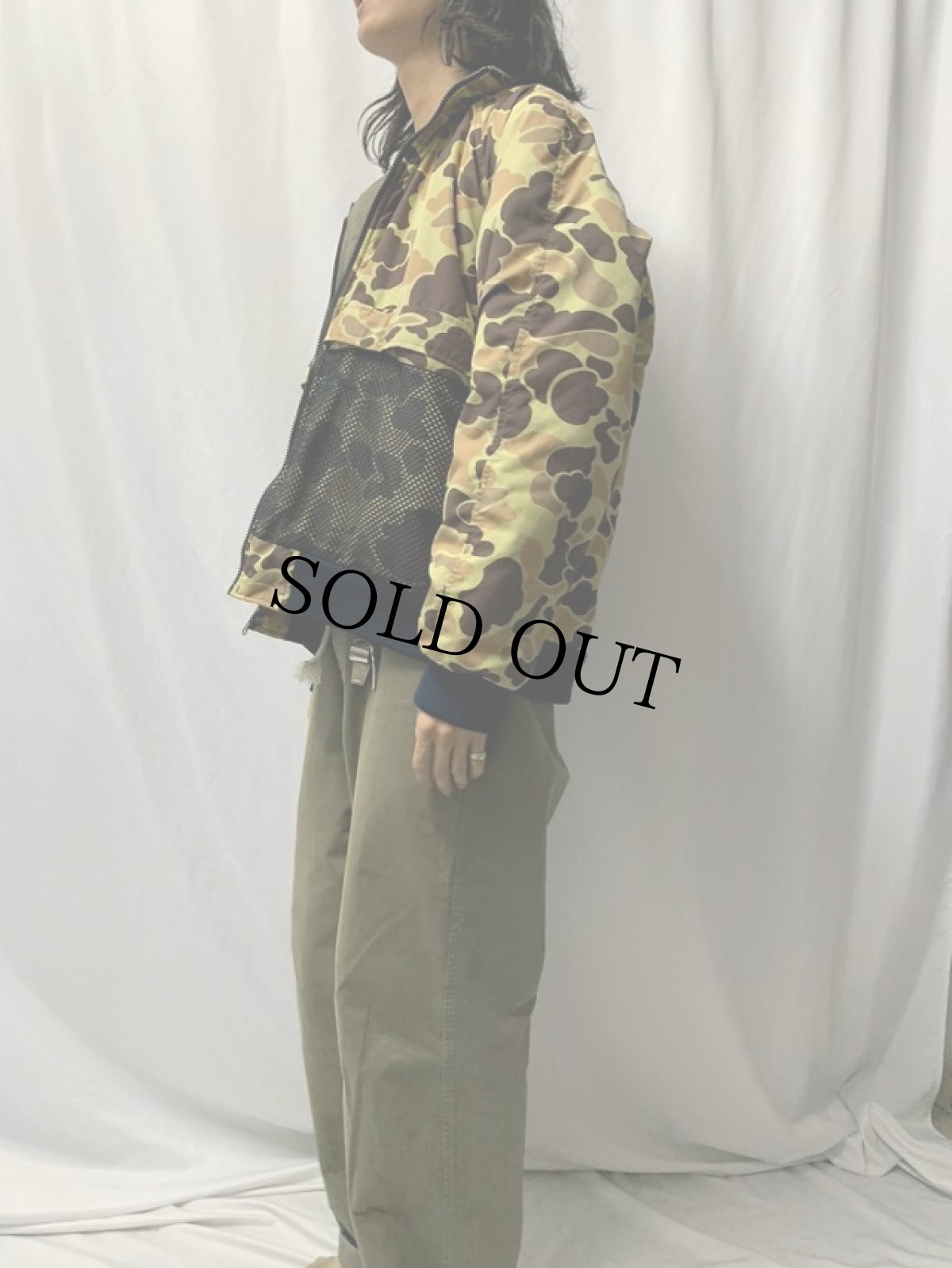 画像3: Cabela's ダックハンターカモ柄 裏フリース ナイロンジャケット XL (3)