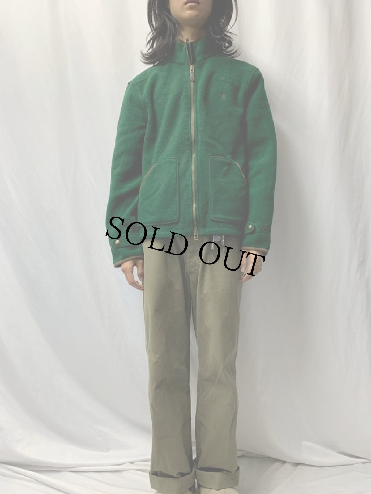 画像2: POLO Ralph Lauren ロゴ刺繍 フリースジャケット L (2)