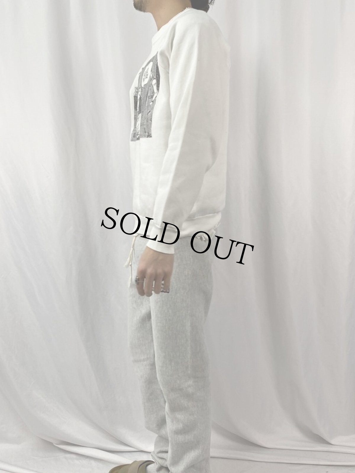 画像3: 90's "GO AHEAD. MAKE MAY DAY..." シュールイラストスウェット L (3)