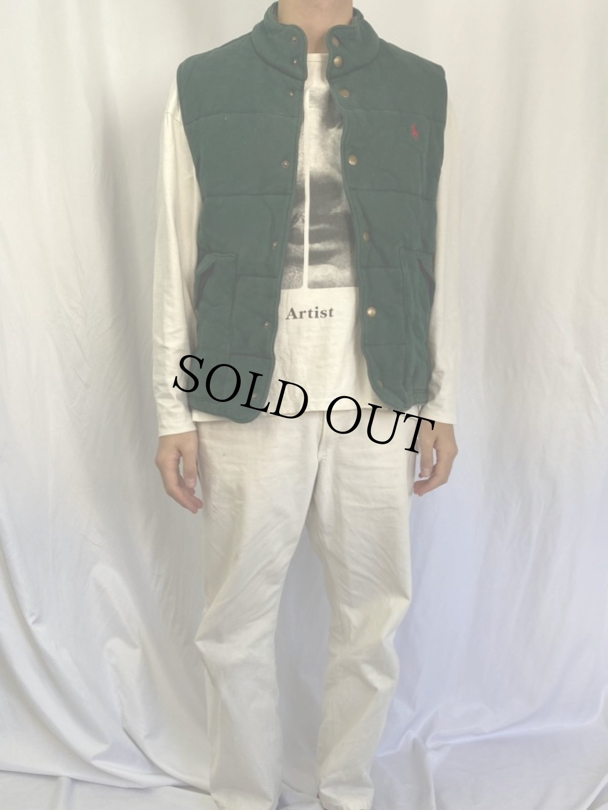 画像2: POLO Ralph Lauren ロゴ刺繍 ダウンベスト M (2)