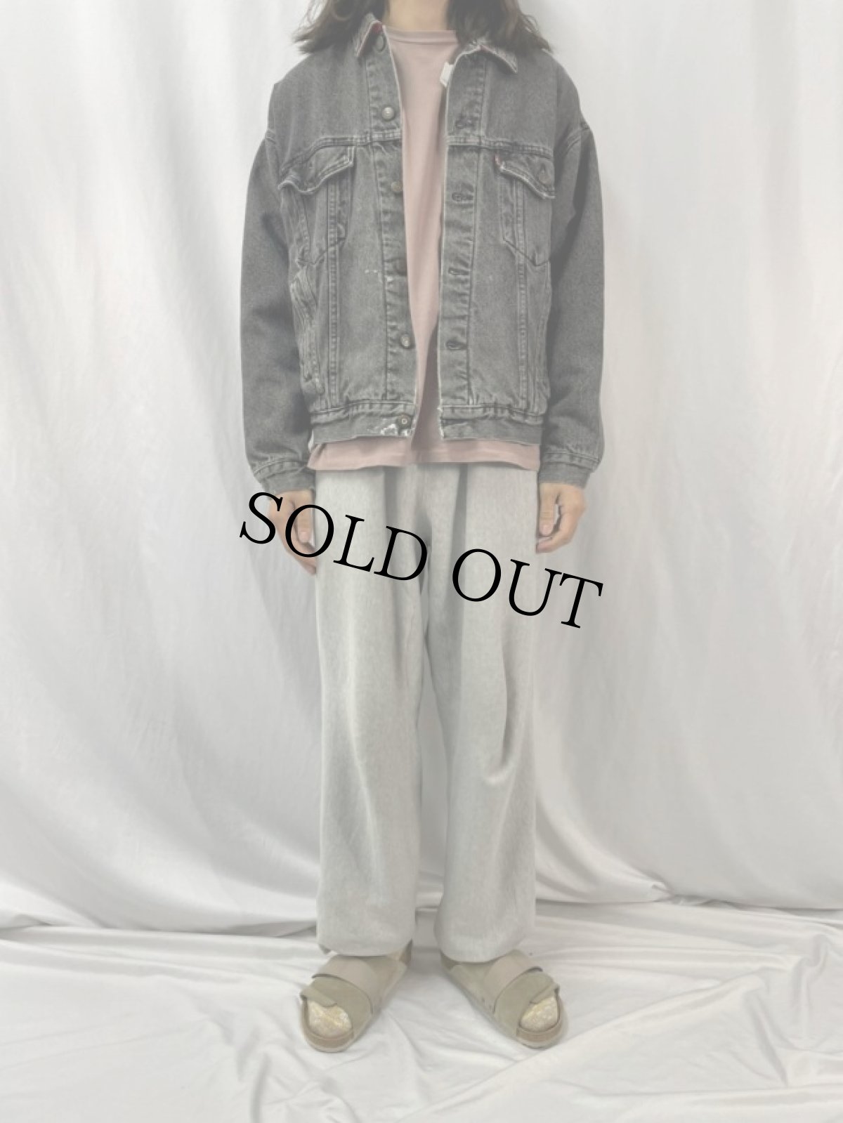 画像2: 90's Levi's 70417 USA製 ネルライナー ブラックデニムジャケット L (2)