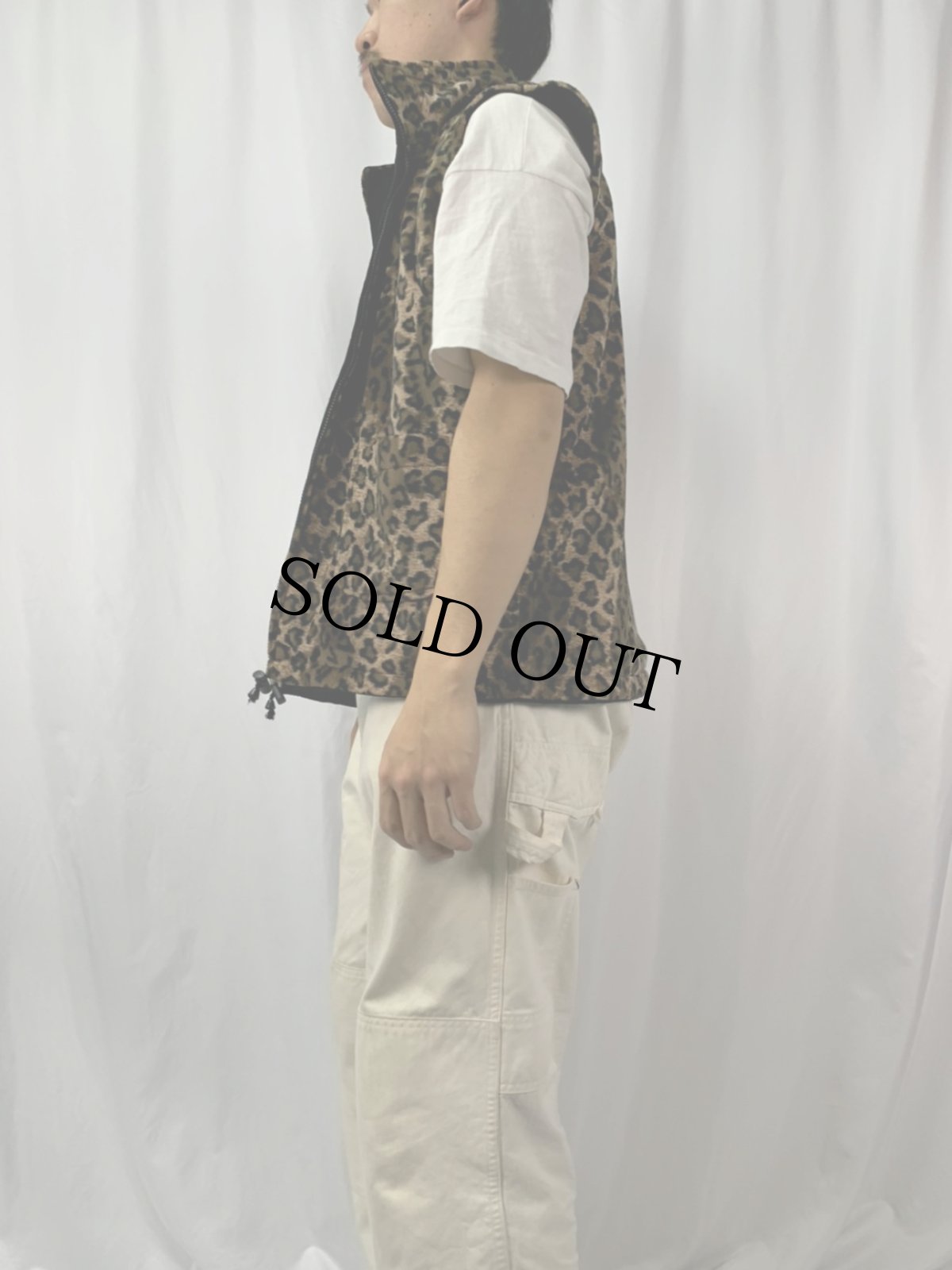 画像4: レオパード柄×キルティング リバーシブルベスト (4)