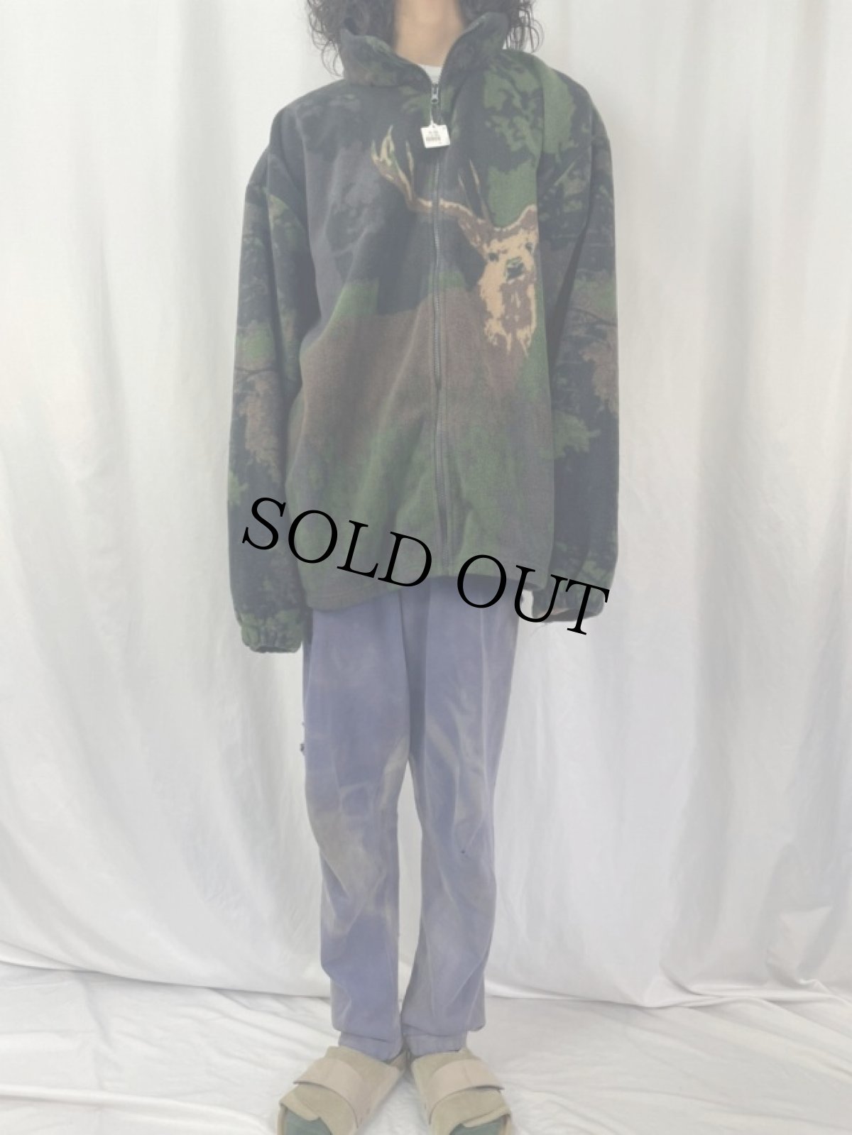 画像2: MOUNTAIN RIDGE 鹿柄 フリースジャケット 2XL (2)